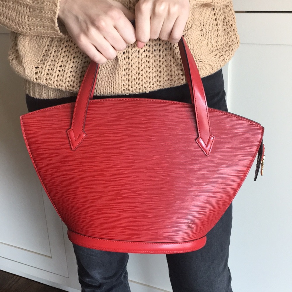 Red Louis VUITTON St Jacques Epi Leather bag.
